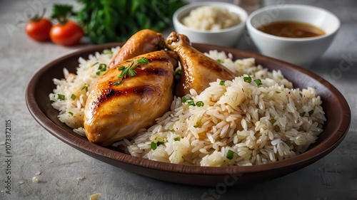 Chicken with rice background dish