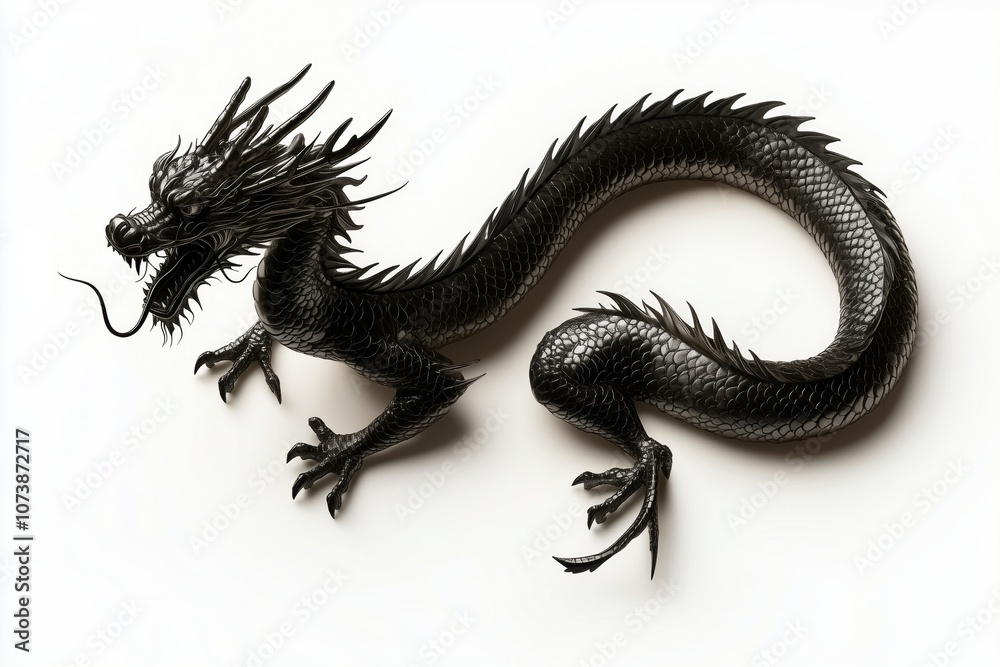 Obraz premium Tattoo Design of Asian Dragon, Long and Elegant