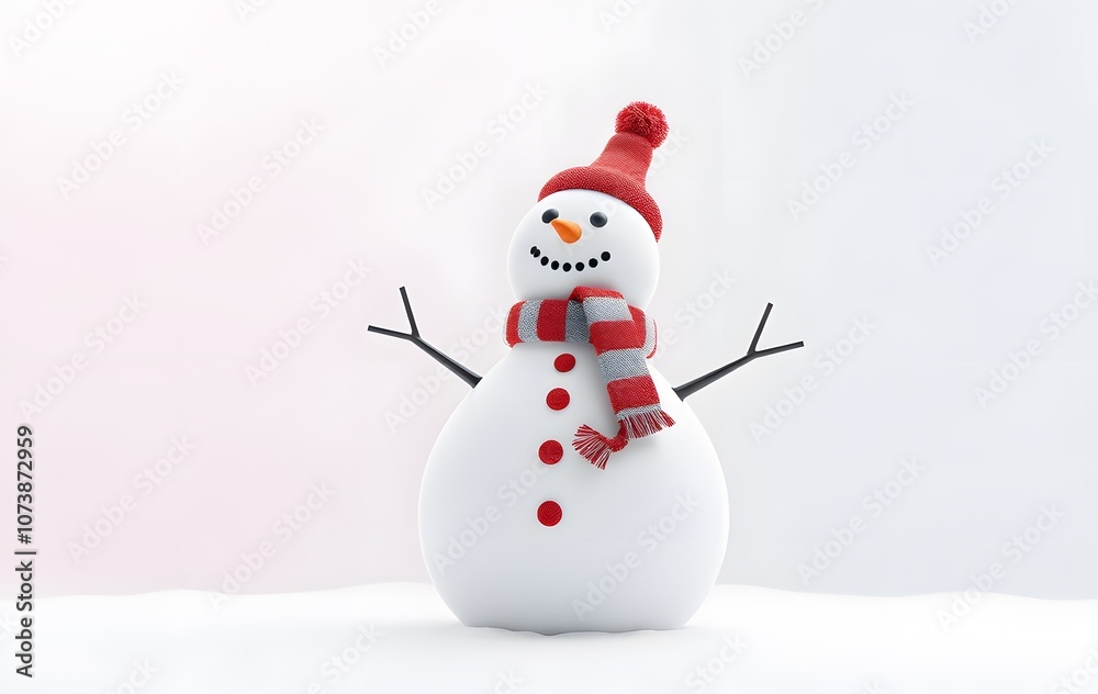 Fototapeta premium 3D snowman isolated on white created with generative AI