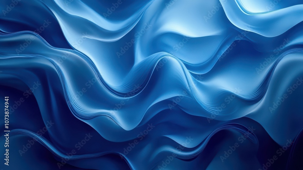 Fototapeta premium Abstract blue waves, a digital design with soft, flowing lines.