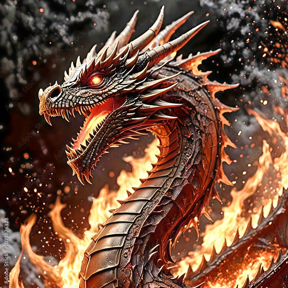 Luxury Dragon in Fire with Galaxy, Clean and Highly Detailed Luxury Dragon in Fire with Galaxy, Clean and Highly Detailed