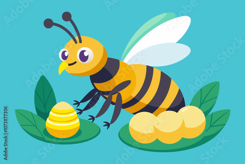 Bee laying vector art illustration 