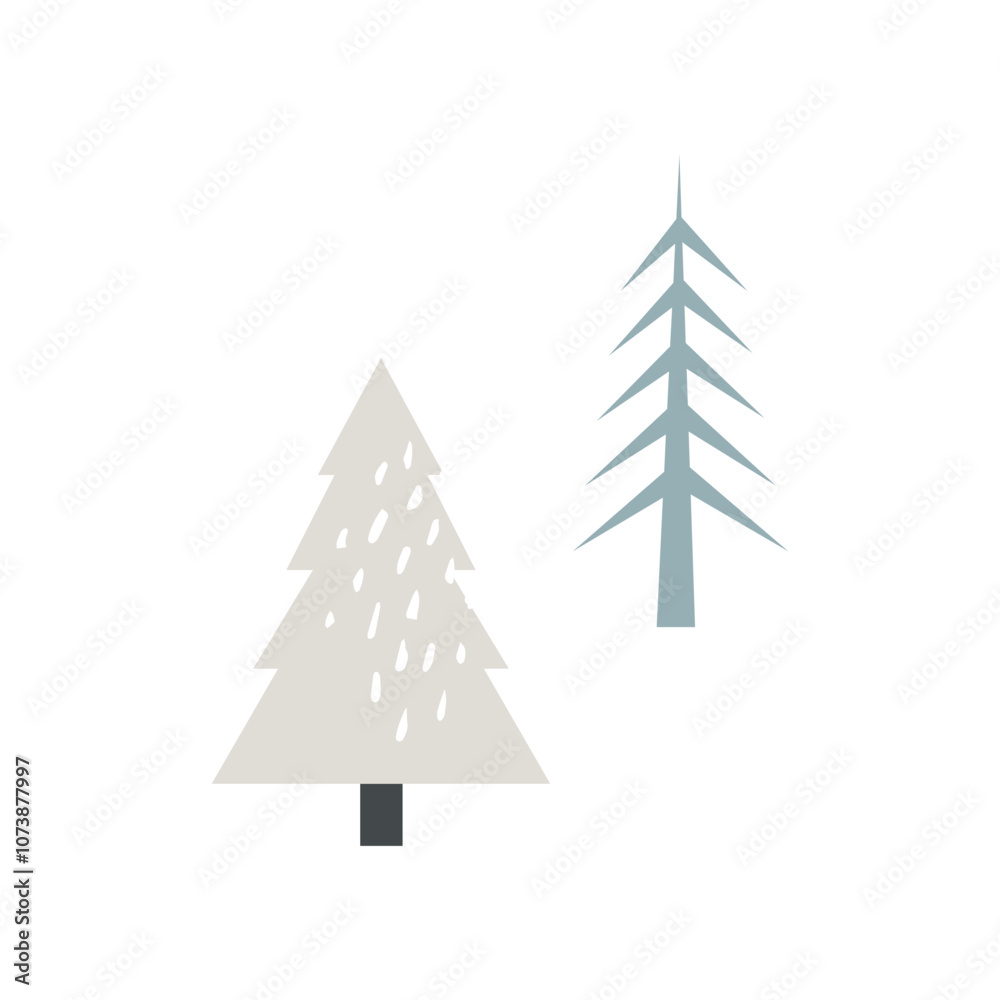 Obraz premium Christmas winter tree forest. Winter snowy woods wonderland, nature landscape with forest trees. christamas celebration card. svg icon
