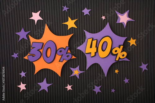 Big sale discounts, Black Friday shopping, paper crafts