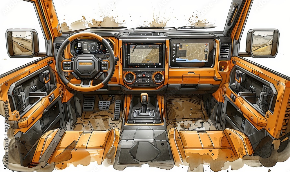 The SUV has a large rear space, three seats, all-white leather interior, center console and flat-panel touch screens on both sides The SUV has a large rear space, three seats, all-white leather interior, center console and flat-panel touch screens on both sides
