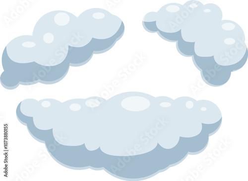 Cartoon clouds floating in the clear blue sky, creating a peaceful and dreamy atmosphere