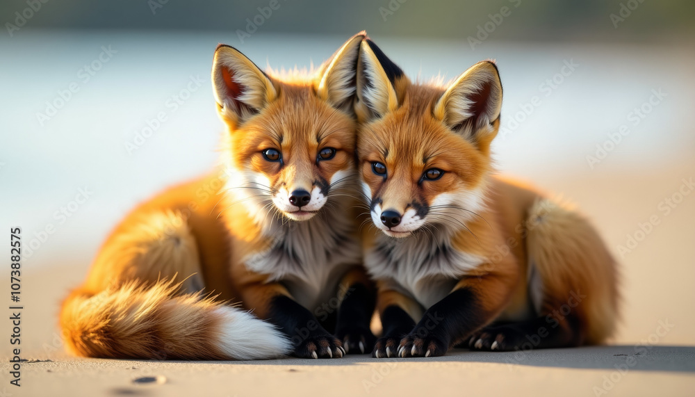 Obraz premium Two Adorable Baby Foxes