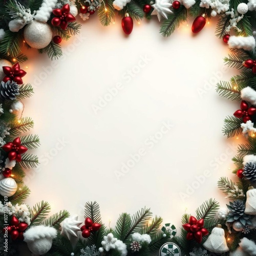 Beautiful christmas composition with space for text on white background frame christmas isolated