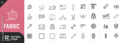 Fabric line editable icon set . Thin modern style vector illustration.