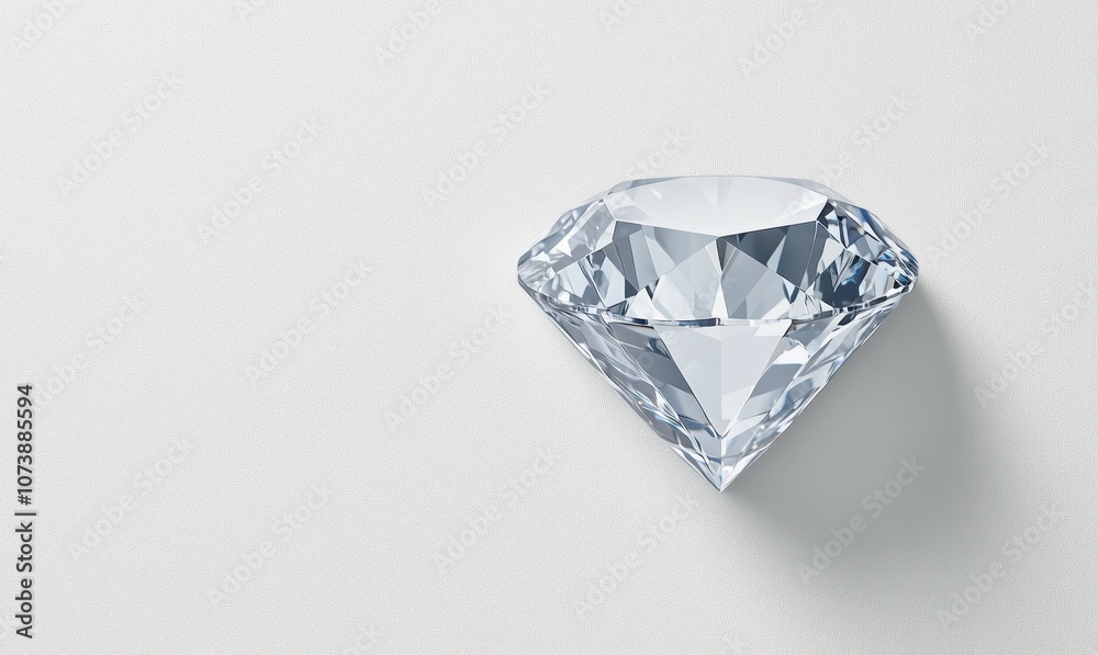 Elegant Shimmering Diamond on White Background Showcasing Clarity and Reflection Under Bright Light Elegant Shimmering Diamond on White Background Showcasing Clarity and Reflection Under Bright Light