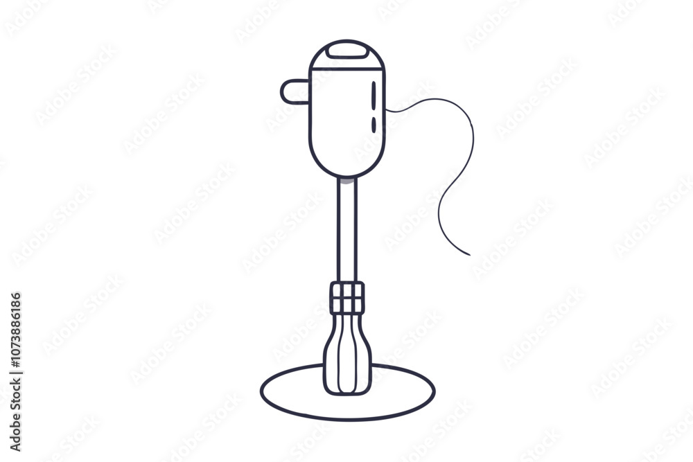 Immersion Blender Line Drawing Vector Minimalist Kitchen Tool Illustration Immersion Blender Line Drawing Vector Minimalist Kitchen Tool Illustration