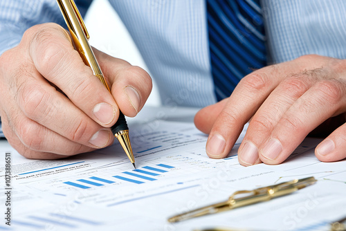 A close-up of a financial planner writing goals on a whiteboard. photo