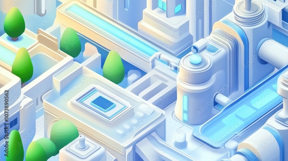 Futuristic cityscape with sleek architecture and vibrant greenery, AI Futuristic cityscape with sleek architecture and vibrant greenery, AI