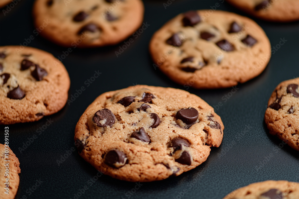 closeup of chocolate chip cookies closeup of chocolate chip cookies