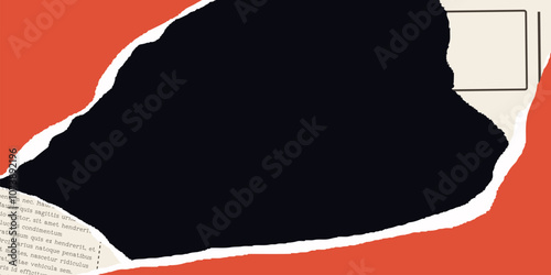 Banner with collage elements for scrapbook, web site. Trendy retro vintage paper cut, notebook sheet. Old rip torn paper collection. Craft retro gazettes, grunge papers collection. Isolated Vector ill