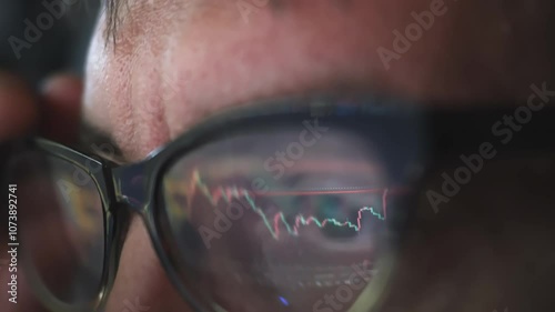 Stressed trader watching stock market crashing