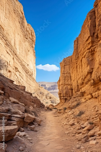 Wallpaper Mural A dirt road winding between rocky cliffs in a desert landscape. Torontodigital.ca