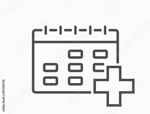 Medical calendar line icon. Health care and medical appointment schedule. Isolated vector image in simple style