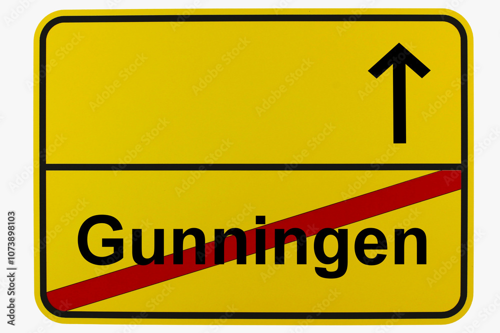 Illustration eines Ortsausgangsschildes von Gunningen in Baden-Württemberg Illustration eines Ortsausgangsschildes von Gunningen in Baden-Württemberg