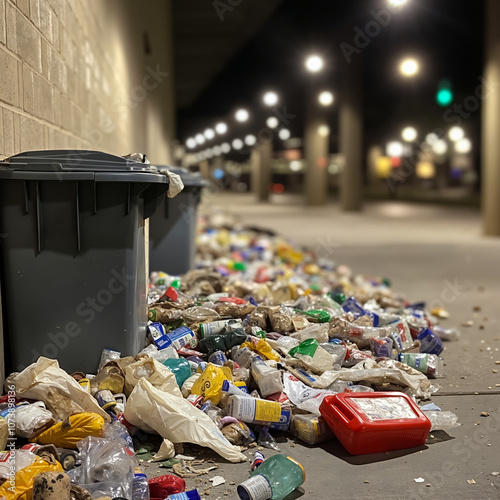 A pile of trash sitting on the side of a street