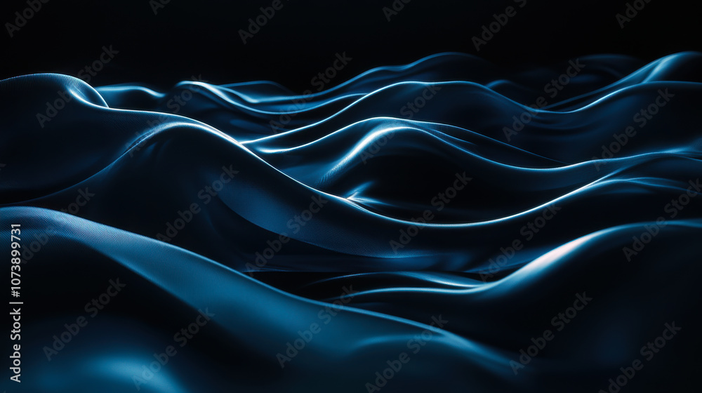 Captivating waves of blue light undulating gracefully in a dark environment, creating a mesmerizing visual effect at twilight Captivating waves of blue light undulating gracefully in a dark environment, creating a mesmerizing visual effect at twilight