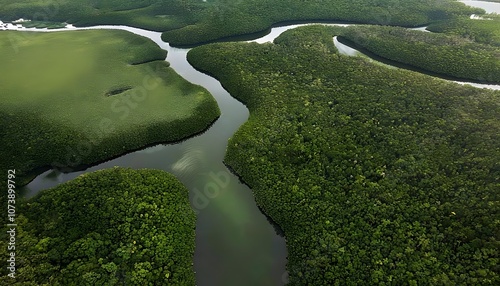 Lush Mangrove Swamps along Gabon’s Coastal Estuaries