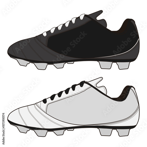 Football Cleats Left and Right Side View Technical Flat Template for Fashion Design

