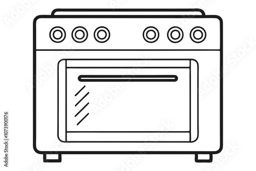 Minimalist Line Drawing of Oven Vector Art Illustration