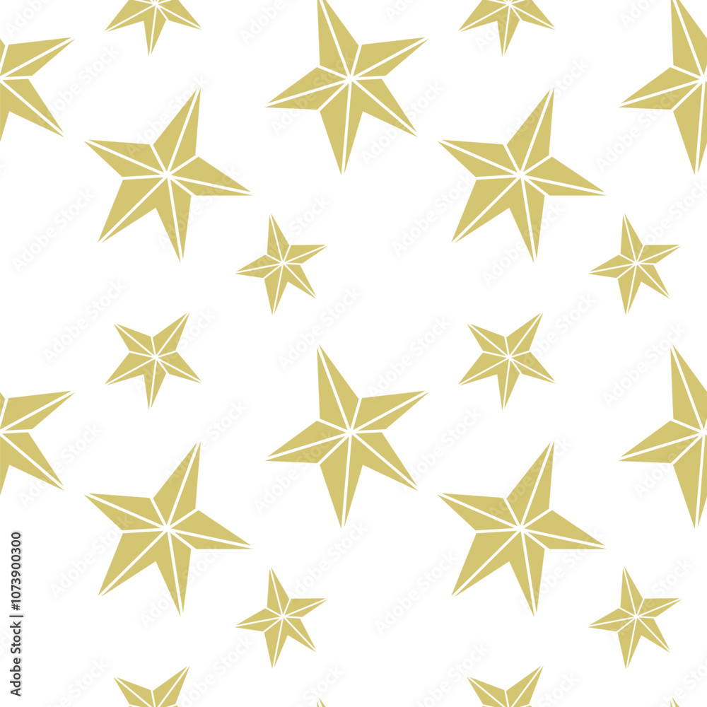 Christmas seamless pattern of Christmas stars. Vector seamless pattern with snowflakes. Winter background.