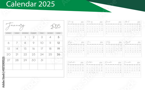 Design of annual calendar for 2025