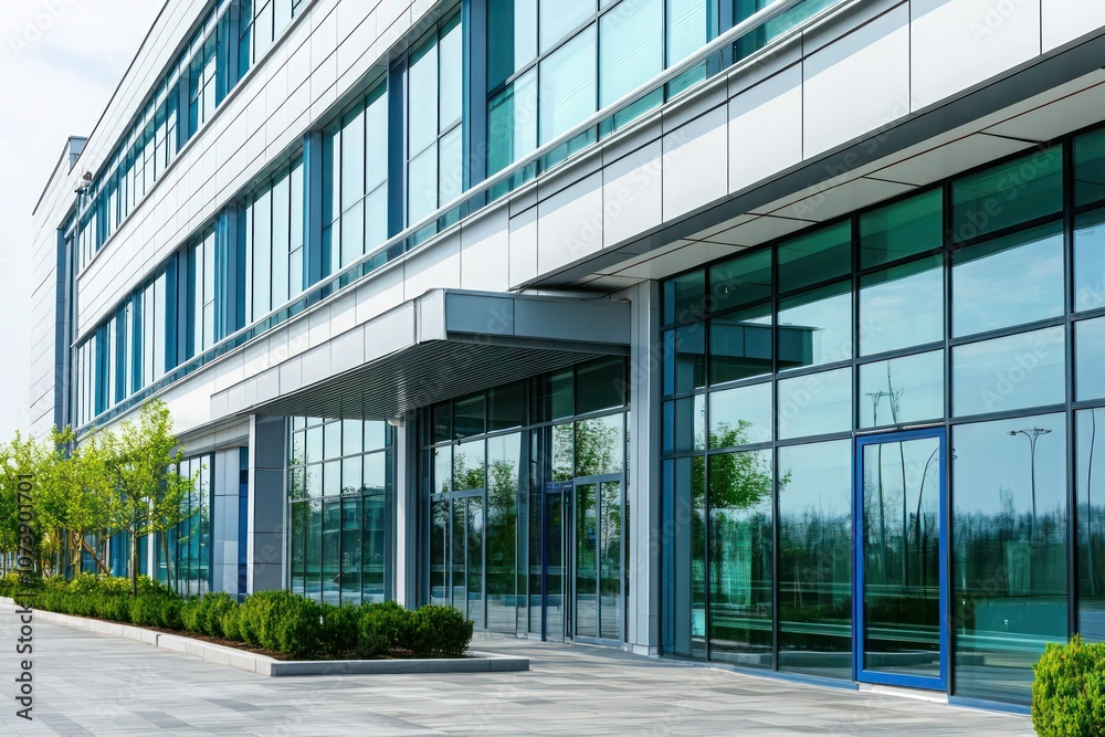 A hospital building fa? section ade with sleek glass windows and modern architectural design, creating a professional and welcoming appearance. A hospital building fa? section ade with sleek glass windows and modern architectural design, creating a professional and welcoming appearance.