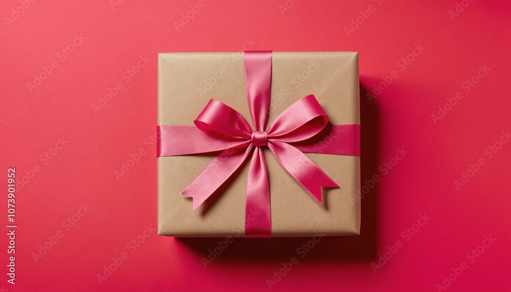 Holiday present box over colored background, top view. Copy space for design.
Holiday present box over colored background, top view. Copy space for design.