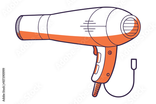 Line Drawing of a Hair Dryer Detailed Vector Art Illustration