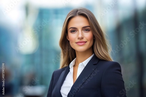 Wallpaper Mural Professional Woman in Business Suit Smiling Outdoors Torontodigital.ca