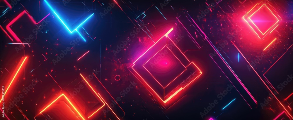 Obraz premium Abstract background, dark neon colors and geometric pattern