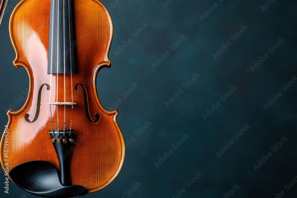 Closeup of a classic violin against a dark background Closeup of a classic violin against a dark background