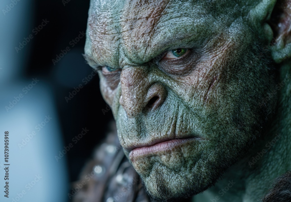 close-up portrait of a green alien creature close-up portrait of a green alien creature