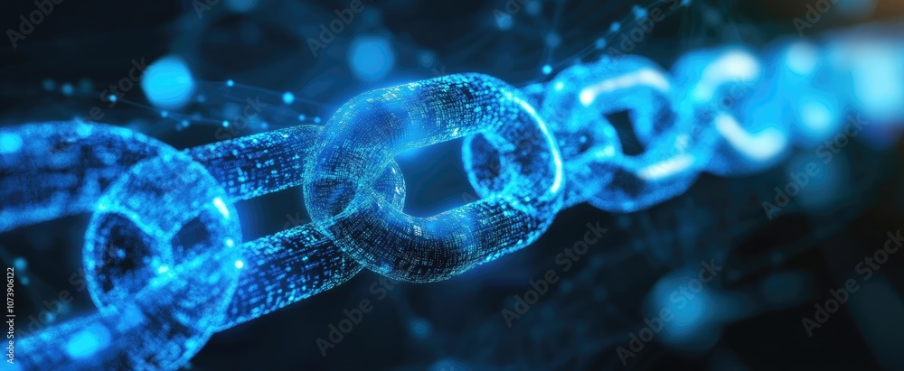 Obraz premium blockchain technology ledger data algorithm linked together in a chain. concept cyber security financial, cryptocurrency digital, the system Payments and