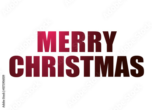 The gradient red to black isolated holiday word MERRY CHRISTMAS on transparent background