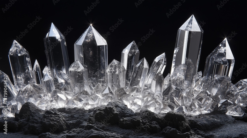 Sparkling quartz crystals on dark background Sparkling quartz crystals on dark background