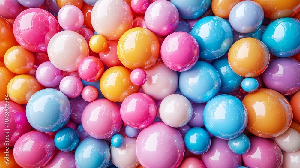 Colorful glossy spheres in vibrant array Colorful glossy spheres in vibrant array