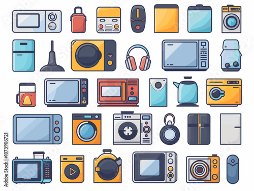 Household appliances icons set. Flat illustration appliances icons for web