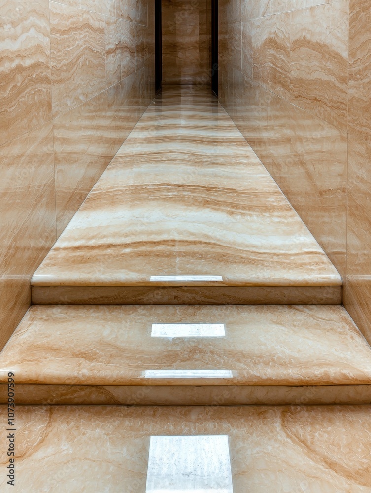 Elegant marble hallway with geometric patterns Elegant marble hallway with geometric patterns
