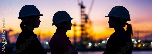 Silhouettes of engineers composition background