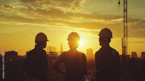 Silhouettes of engineers composition background