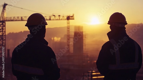 Silhouettes of engineers composition background