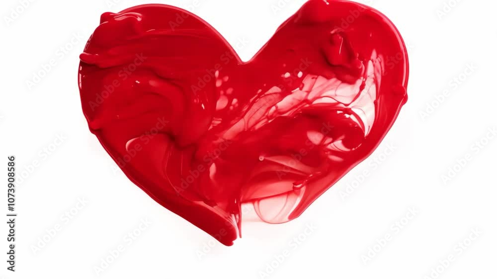 A heart made of red paint. The heart is red and has a lot of paint on it