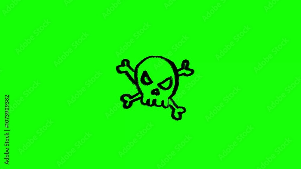 Grunge Graffiti Stikers Skull Animation on Green Screen Background Grunge Graffiti Stikers Skull Animation on Green Screen Background
