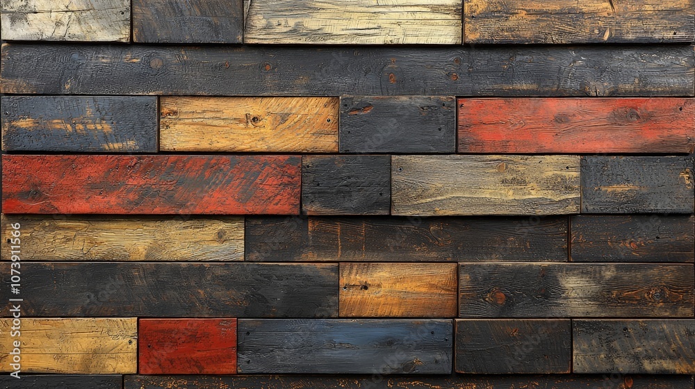 A textured wooden wall featuring various colors and finishes, ideal for backgrounds or decoration. A textured wooden wall featuring various colors and finishes, ideal for backgrounds or decoration.