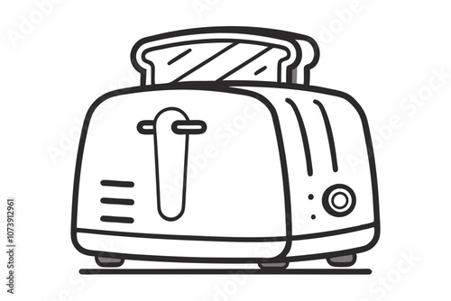 Minimalist Line Drawing of Toaster Vector Art